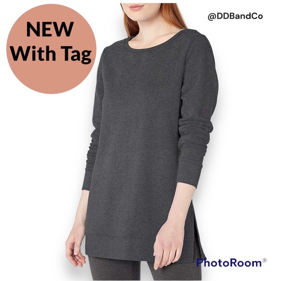 Open-Neck Fleece Tunic Sweatshirt - Picture 1 of 6